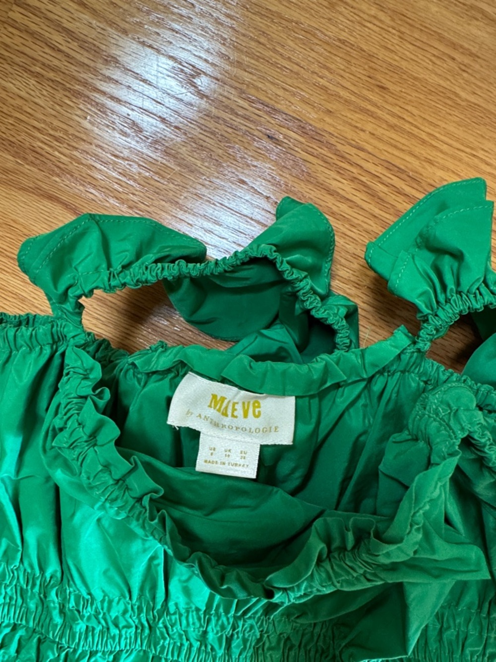 Maeve Green Ruffle Cropped Smocked Top - Picture 5 of 6